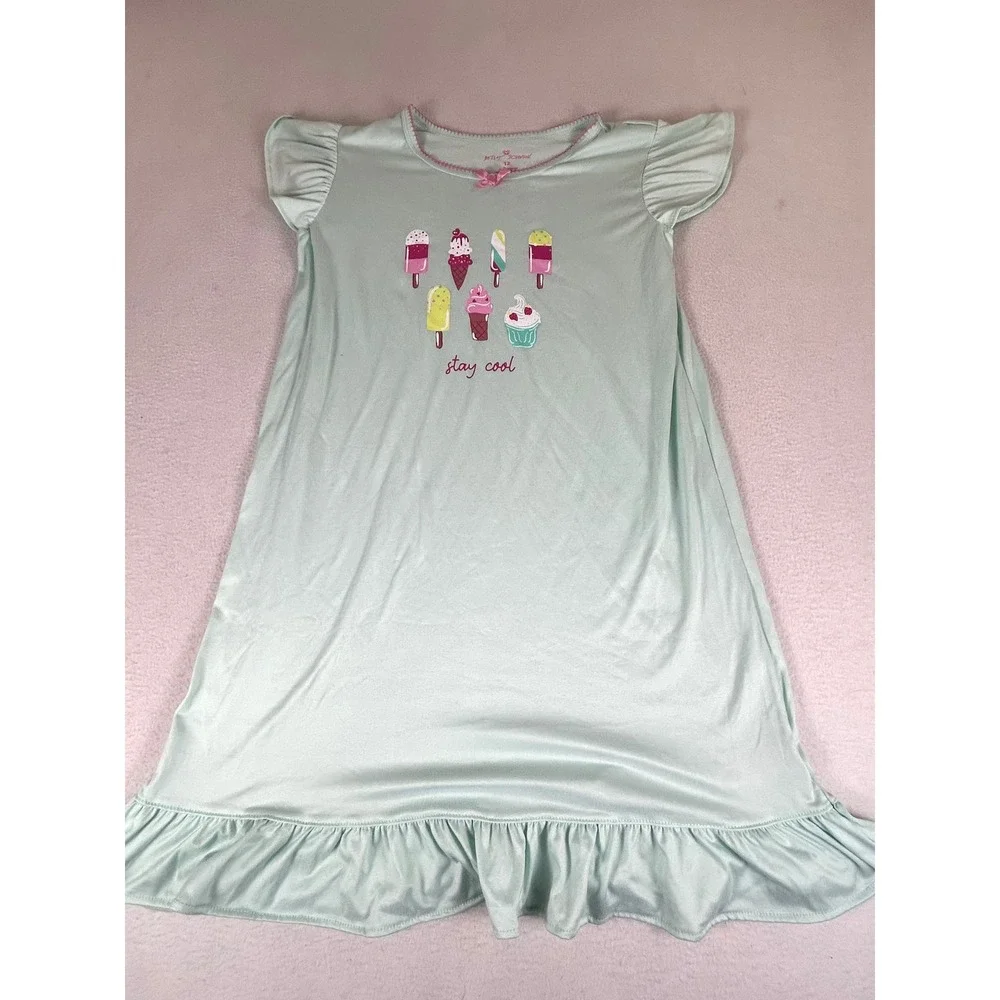 Betsey Johnson Nightgown Kids Size 12 Mint Green Ice Cream Stay Cool Sleep Dress